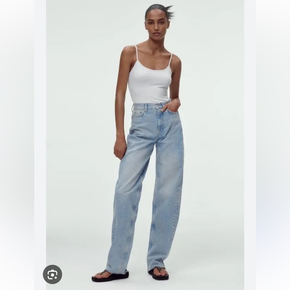 Zara Light Blue High-Waist Wide-Leg Jeans